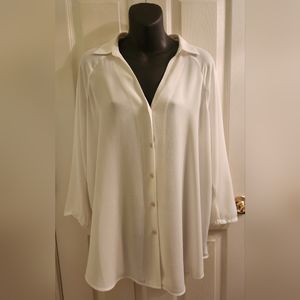 CAbi Size M White Ideal Button Up Shirt